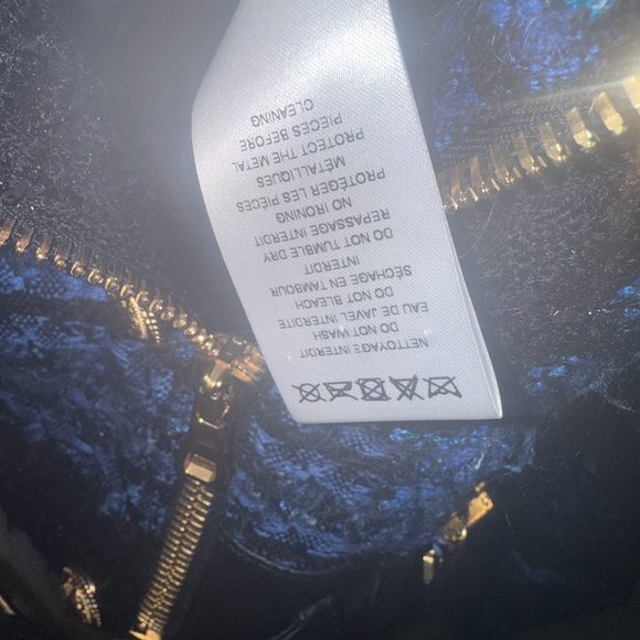 New Balmain Blue and Black Tweed Jacket with leather trim - Size 36 or USA 4 - Picture 7 of 17